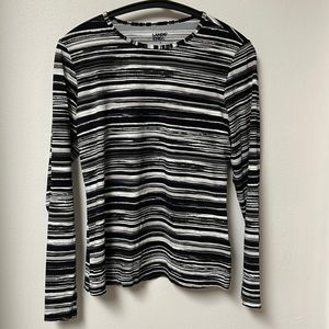 Lands’ End swim shirt/rash guard. Size S. Black and white stripe.